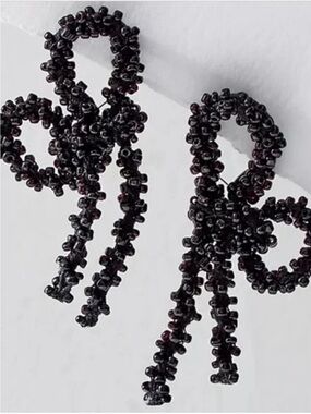 Free People Brandy Beaded Bow Dangle earrings in black